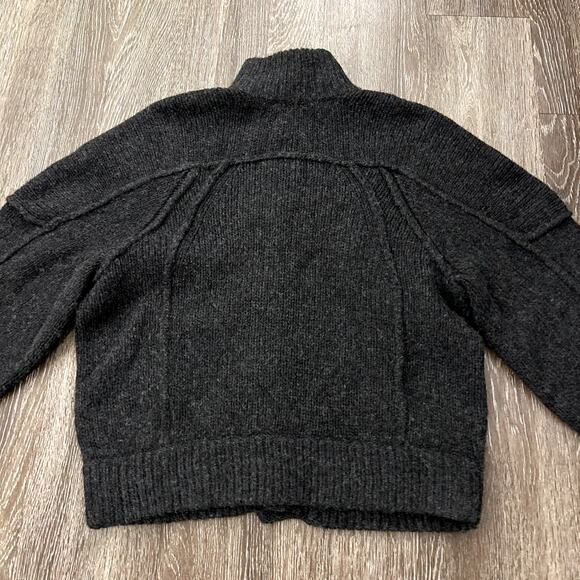 Tory Burch Jillian Wool Chunky Sweater Cardigan Charcoal Gray Sz XS Button Front - Picture 7 of 16